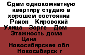 Сдам однокомнатную квартиру-студию в хорошем состоянии › Район ­ Кировский › Улица ­ Зорге › Дом ­ 42 › Этажность дома ­ 9 › Цена ­ 13 000 - Новосибирская обл., Новосибирск г. Недвижимость » Квартиры аренда   . Новосибирская обл.,Новосибирск г.